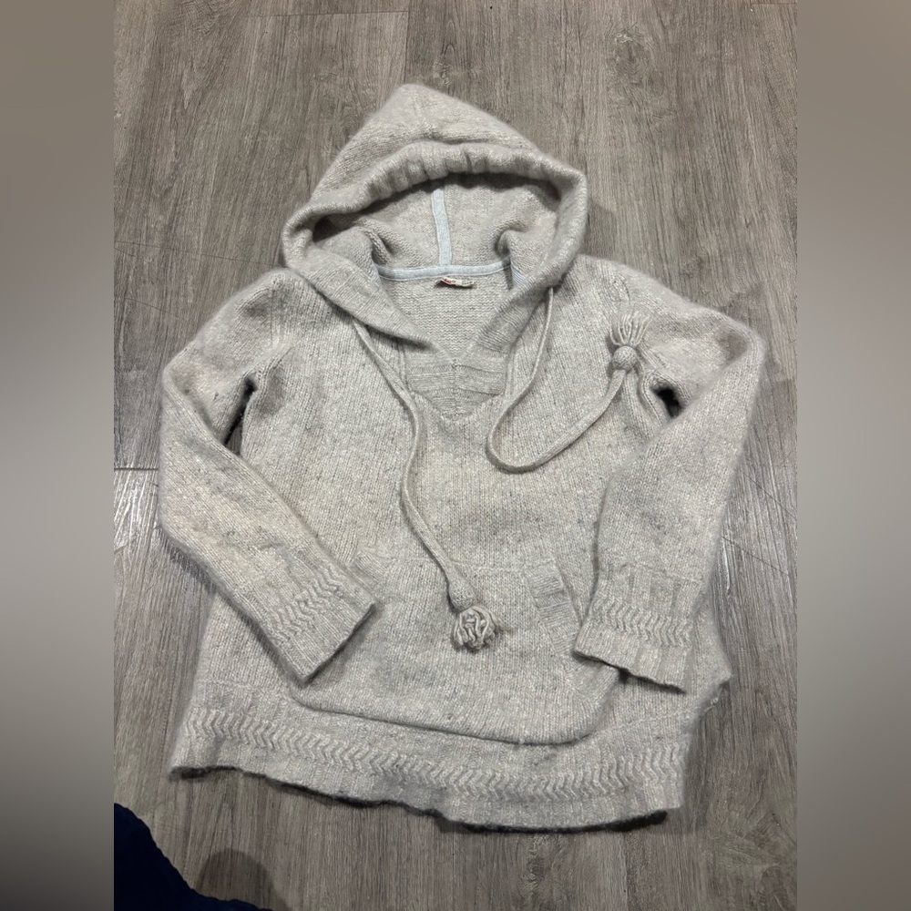 Faherty Women's Grey Donegal Altitude Cashmere Hoodie Poncho Size XS/S - Picture 2 of 5